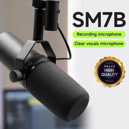 SM7B Style Dynamic Microphone XLR Broadcast Mic for Podcast Streaming Voice Over Studio Recording Home Studio Live Performance