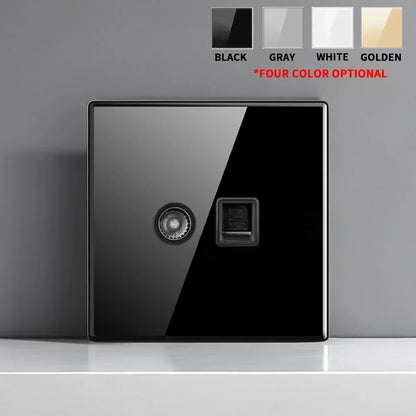 British French Standard Tempered Glass Switch Socket with Indicator Light Self-Reset 1 2 3 4 Gang Wall Panel Outlets 2usb Socket