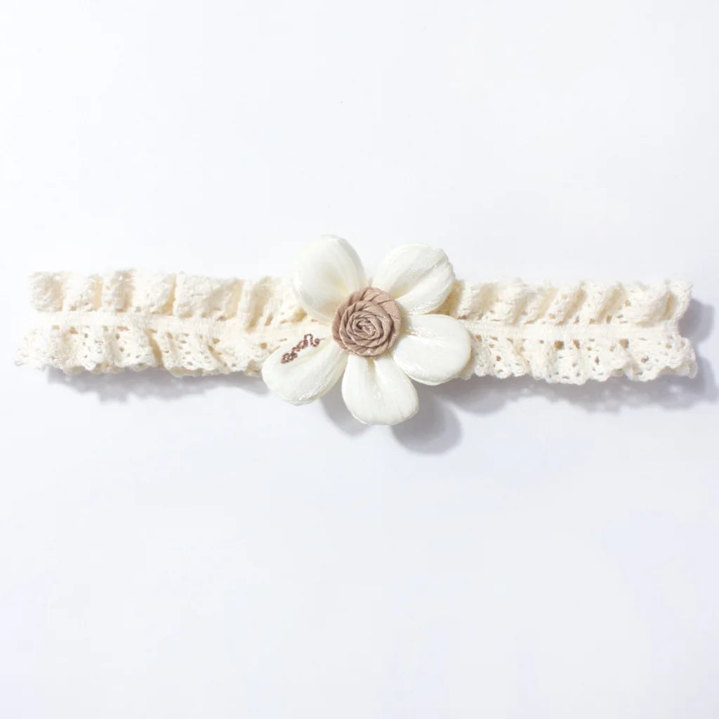 New Baby Hair Accessories Cute Flower Lace Elastic Headband for Infants Children's Fontanelle Protection