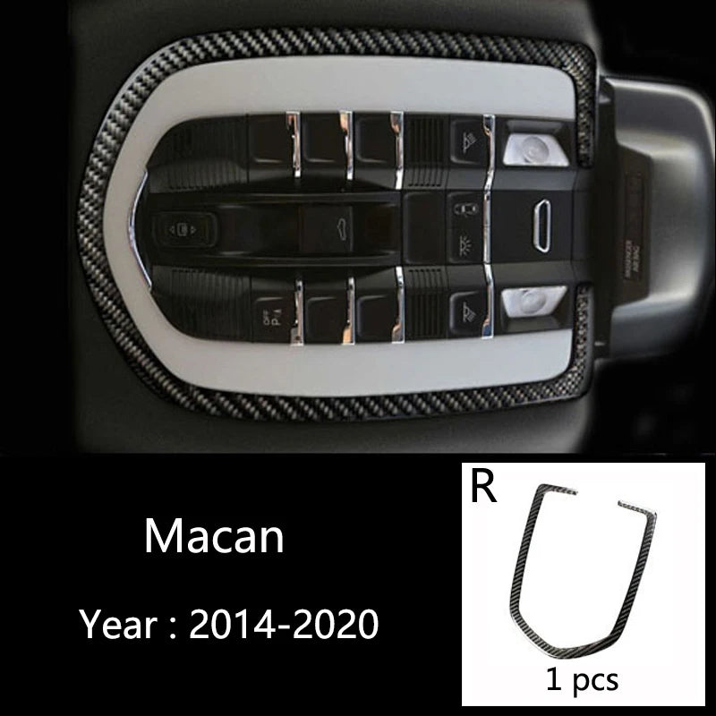 Accessories For Porsche Macan Carbon Fiber Car Inner Control Gear Shift Panel Water Cup Holder Cover Trim Decoration Car Sticker