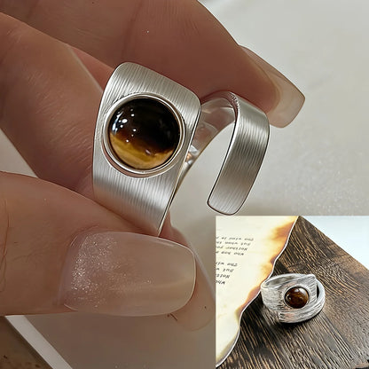 PANJBJ 925 Sterling Silver Geometry Crystal Ring For Women Ellipse Exaggerated Punk Water Drop Open Jewelry Gift Dropshipping