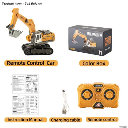 1:64 Mini Remote Control Alloy Excavator Truck Forklift with Trailer Worktop  Bluetooth 2.4GHz RC Car Child's Toy Holiday Gifts
