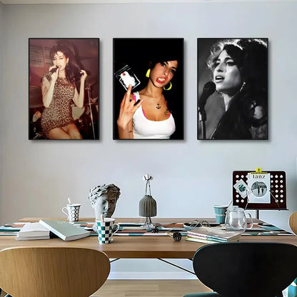 Singer Amy Winehouse Poster Classic poster and wall art prints are suitable for living rooms, bedrooms,and home