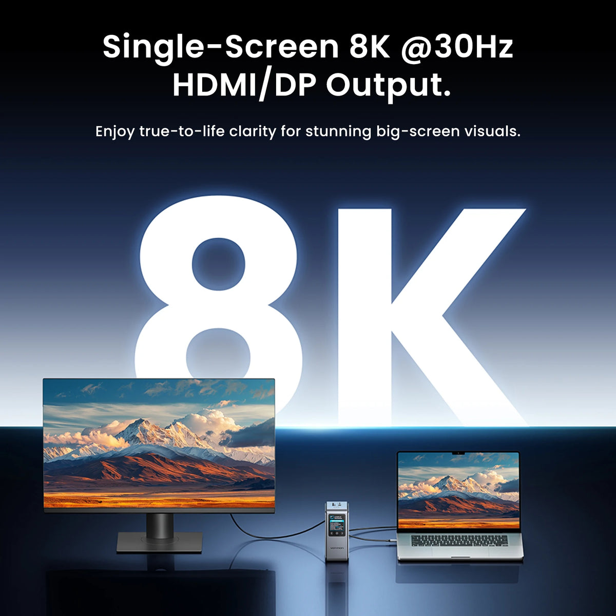 Vention 13 in 1 USB C 8K@30Hz MST Docking Station Smart Screen USB 3.2 10Gbps Adapter Hub for Windows MacBook Pro HP Dell Laptop
