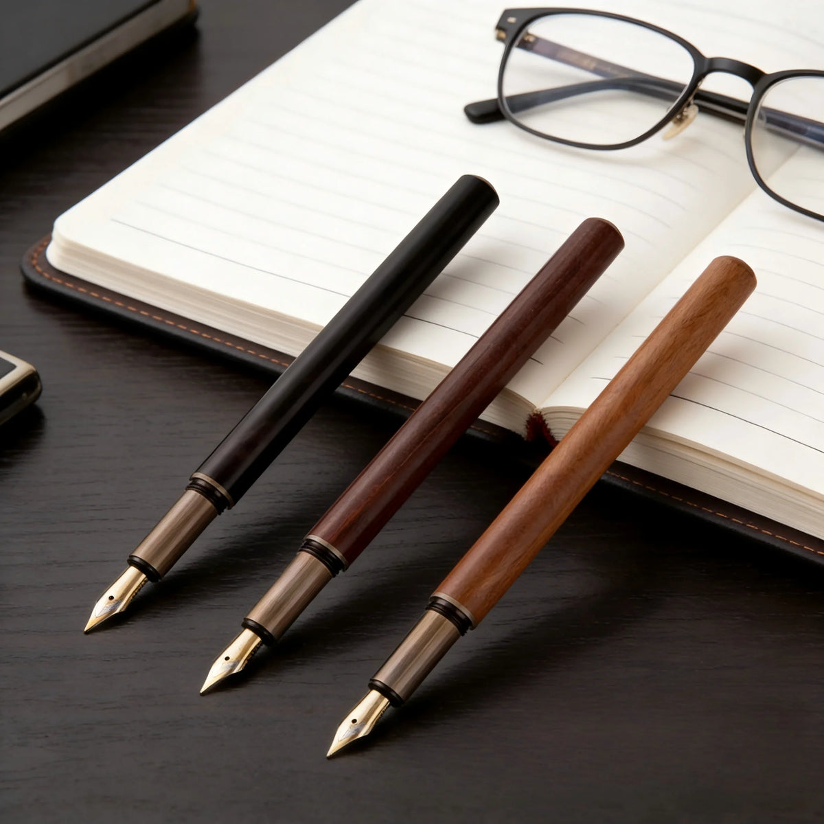 Luxury Retro Wood Bronze Fountain Pen Office Business Writing Art Calligraphy Ink Pens 0.5mm School Student Stationery Gifts