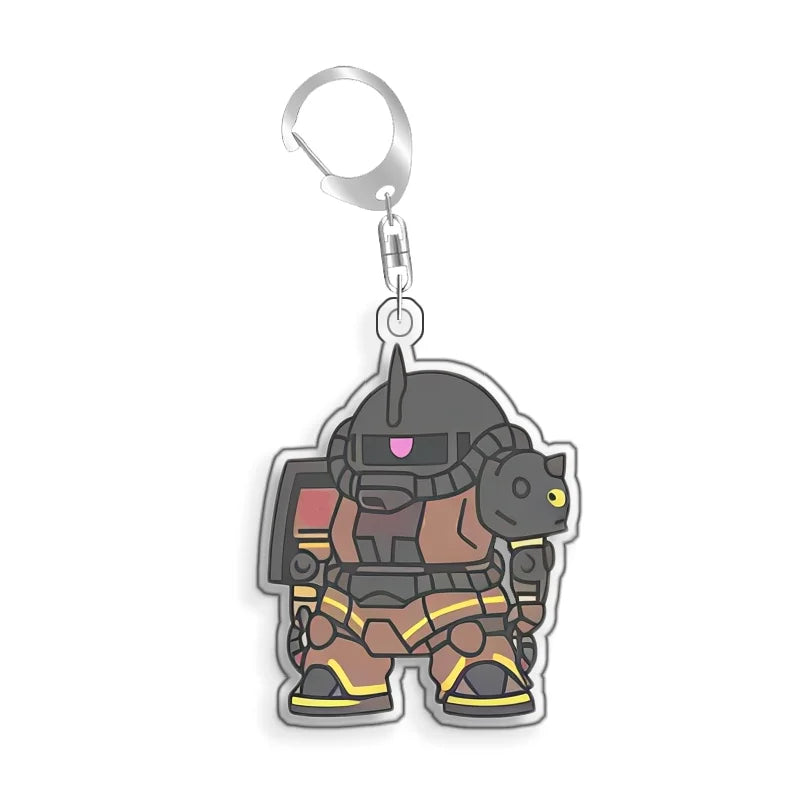 Keychain for Gundam MS-06S Zaku Ll White Cabin Backpack Pendant Anime Game Fans Gift Recycled Acrylic Decoration Rare Card Toy
