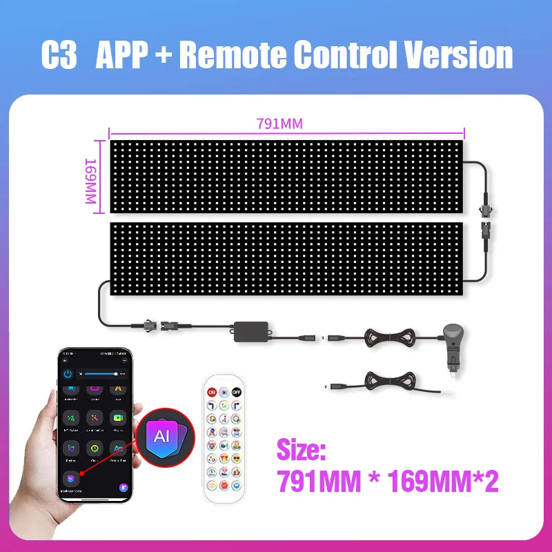 Led Eyes for Truck Led Matrix Panel RGB LED Car Panel DIY Programmable Bluetooth App Control Scrolling Advertising Light