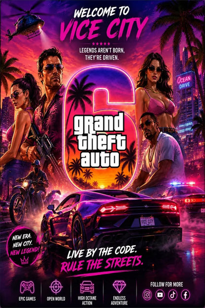 Cool G-Grand The A-Auto Canvas Painting Series 5 6 Hot Game Poster Wall Art Modern Home Boy Bedroom Gaming Room Decor Print Gift