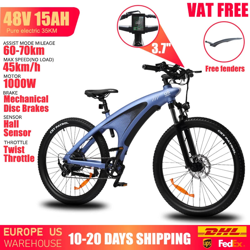HUANCI Q5 Electric Bike for Adults Mountain Tire E Bike 48V 20Ah Battery Electric Bicycle for Commuting Long Range