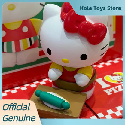 Authentic Hello Kitty Blind Box Pizza Shop Diary Series Cute Kt Figures Trendy Toy Desktop Ornament  Girls Valentine'S Day Gift