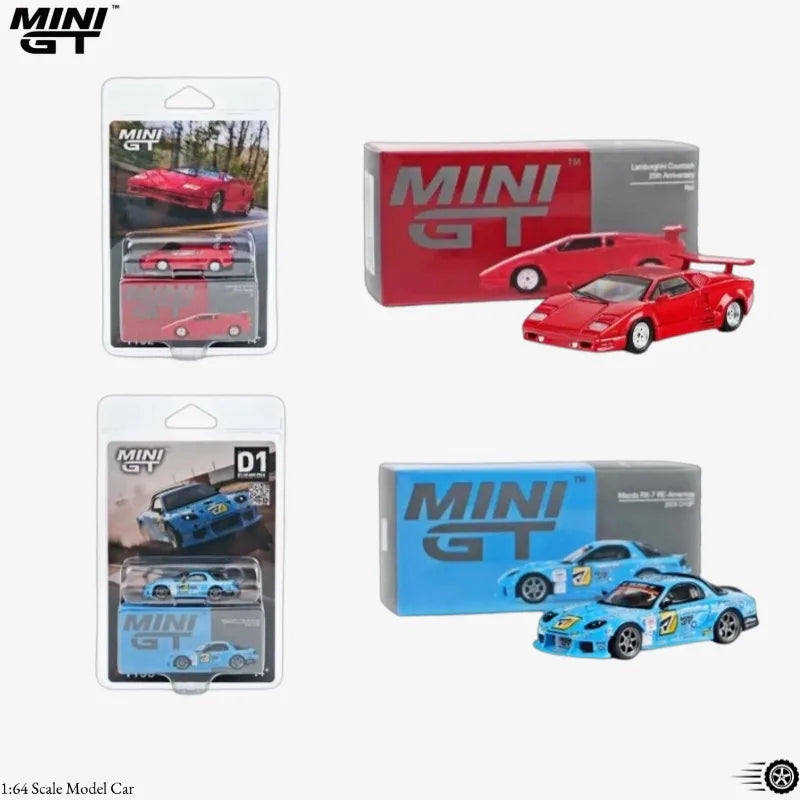MINI GT series 1/64 Mazda RX7 RE Amemiya 2025D1GP, #1192 Countach, BMW M5，metal cast model car, boys' gift, collection piece.