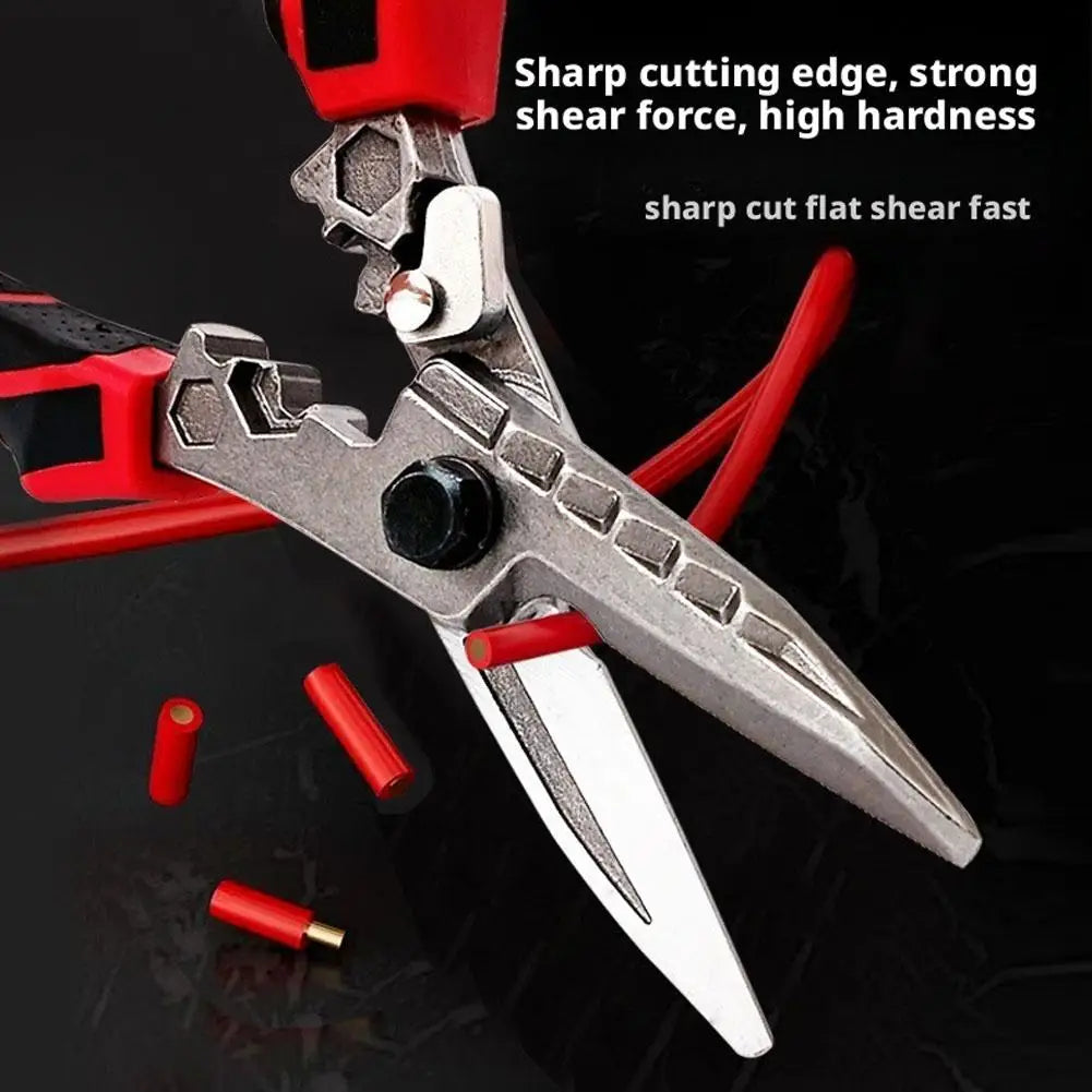 IndustriaL Stainless Steel Electrician Scissors With Wrench Function For Cable Iron Wire Cutting Stripping Crimping Hand Tool