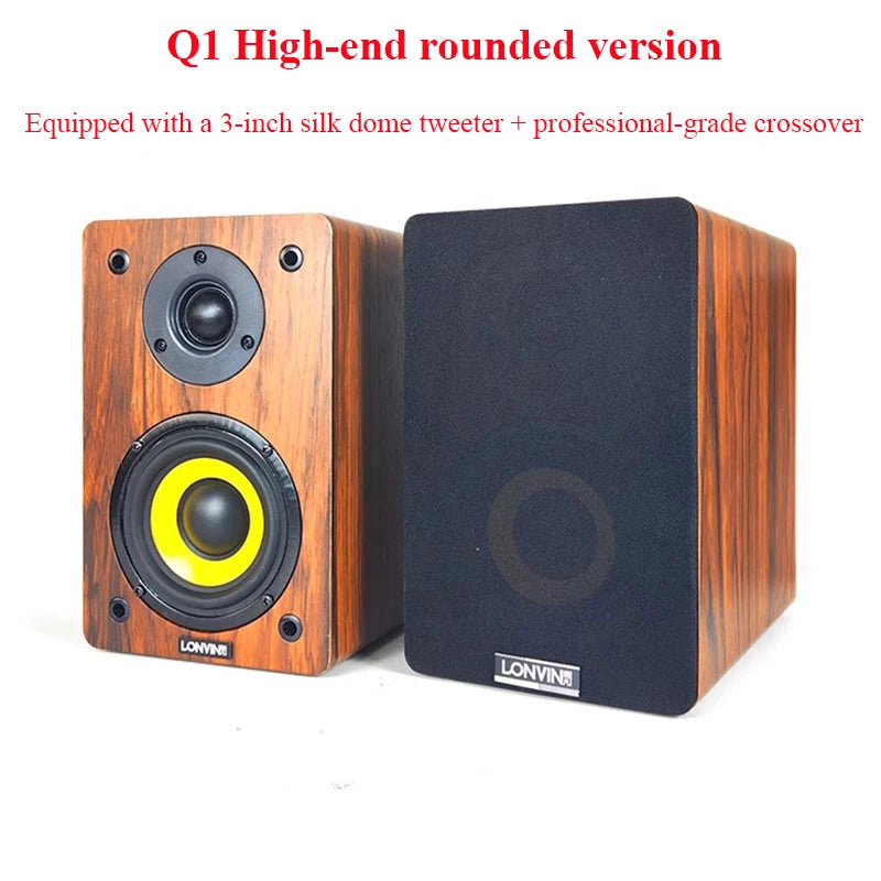 4-inch HIFI Passive Speaker with 60W*2 Output Power 3-inch Silk Dome Tweeter 2-way Stereo Home Stereo Wooden Bookshelf Speaker