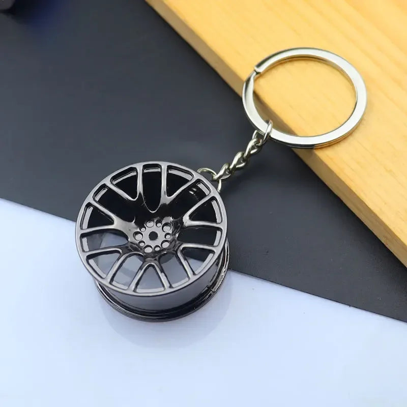 Metal Mini Car Auto Creative Wheel Keychain Parts Auto Enthusiast  Accessories KeyKeyring Ring Chain for Men Woman Lover Gift