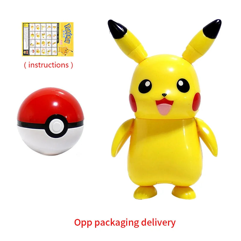 Pokemon Figure Dragonite Gengar Mew Snorlax Lapras Pokeball Elf Ball Deformation Toy Pikachu Monster Educational Doll Kids Gift