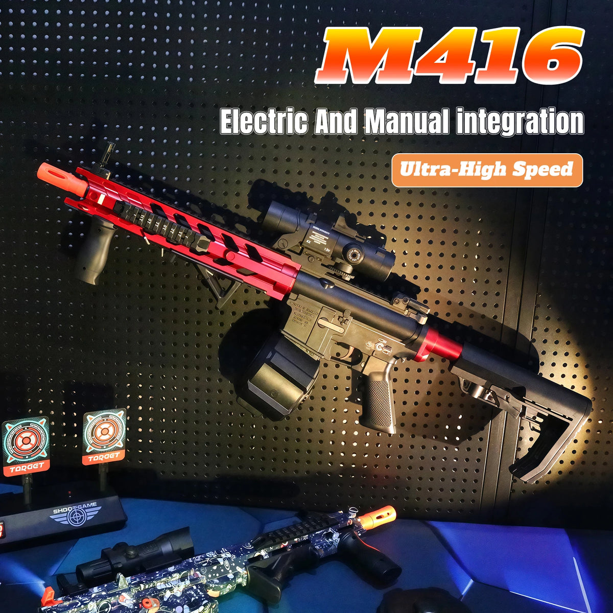 M416 Auto Electric GEL Blasters Rifle with Realistic Recoil -for Epic Outdoor Gel Ball Blaster War,Gift toy（No water bombs）