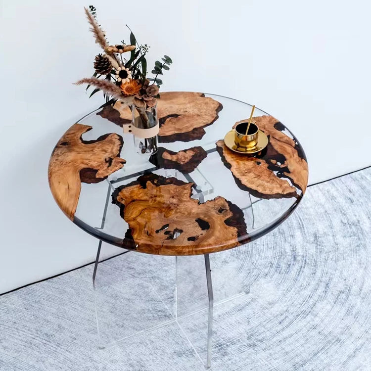 Waterfall epoxy resin wooden coffee table rosewood coffee table live edge epoxy resin coffee table