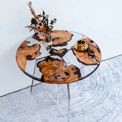 Waterfall epoxy resin wooden coffee table rosewood coffee table live edge epoxy resin coffee table
