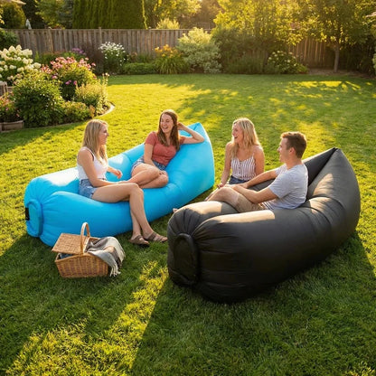 Inflatable Air Lounger Sofa Portable Quick Inflate Waterproof Camping Couch Beach Chair Poolside Travel Outdoor Sleeping Mat