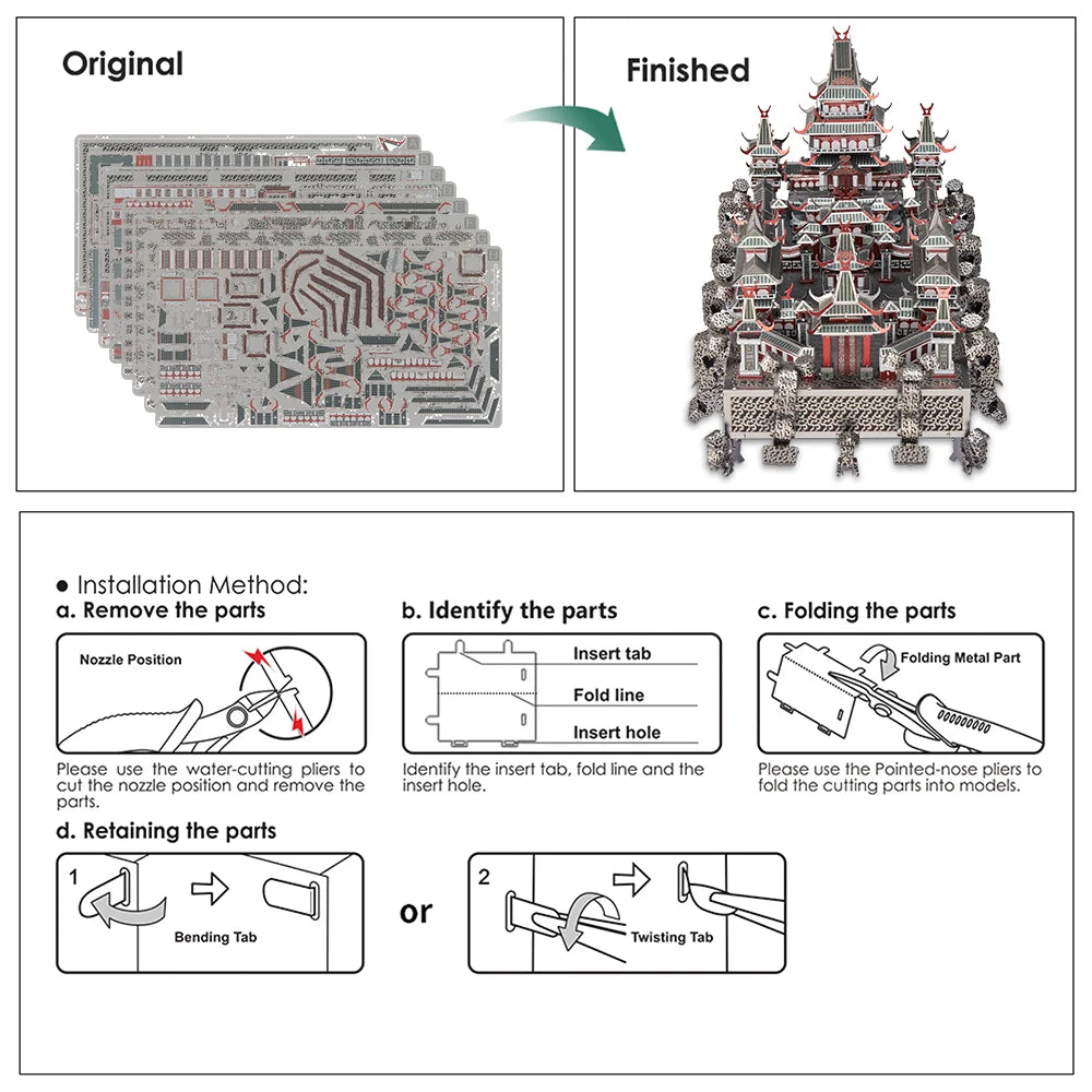 Piececool 3D Metal Model Building Kits Sky Royal Palace Assembly Model Kits 3D Metal Puzzles for Home Decoration Best Gifts