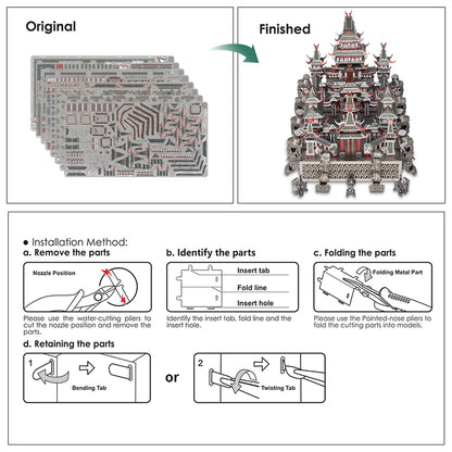Piececool 3D Metal Model Building Kits Sky Royal Palace Assembly Model Kits 3D Metal Puzzles for Home Decoration Best Gifts