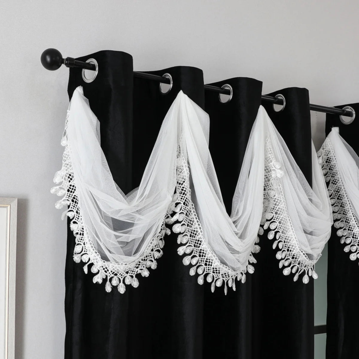 Elegant Double Layer Water Wave Curtain Head, Top Hole Design for Easy Installation, Suitable for Living Room or Bedroom Decor