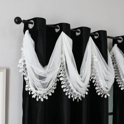 Elegant Double Layer Water Wave Curtain Head, Top Hole Design for Easy Installation, Suitable for Living Room or Bedroom Decor