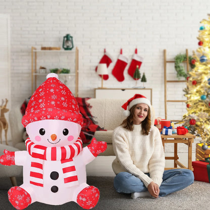 1.2m Christmas Inflatable Cute Snowman Outdoor Decorations LED Lighted Blow Up Yard Lawn Holiday Decor for Home Garden Party