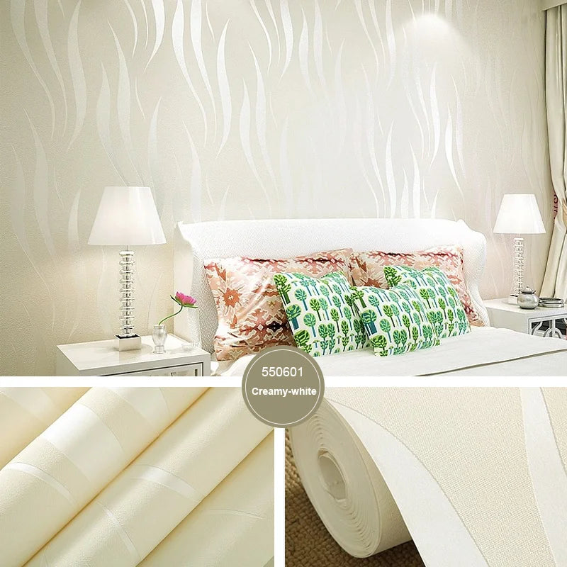1Roll New Minimalist 3D Curved Strip Wallpaper Non Woven Fabric Living Room Bedroom Restaurants Water Wave Pattern Wallpapers