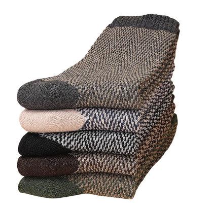 5pairs Unisex Ethnic Style Vintage Thick Wool Warm Crew Men Socks Soft Ultra-Comfortable High Quality Breathable Women's Sock