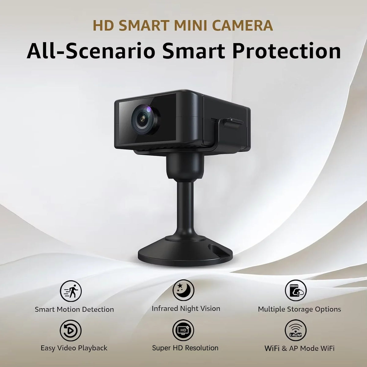2.4G&5G Indoor Security Mini Camera HD 4H Battery Life Motion Detection  SD Cloud Storage Night Vision App Control Baby Cam