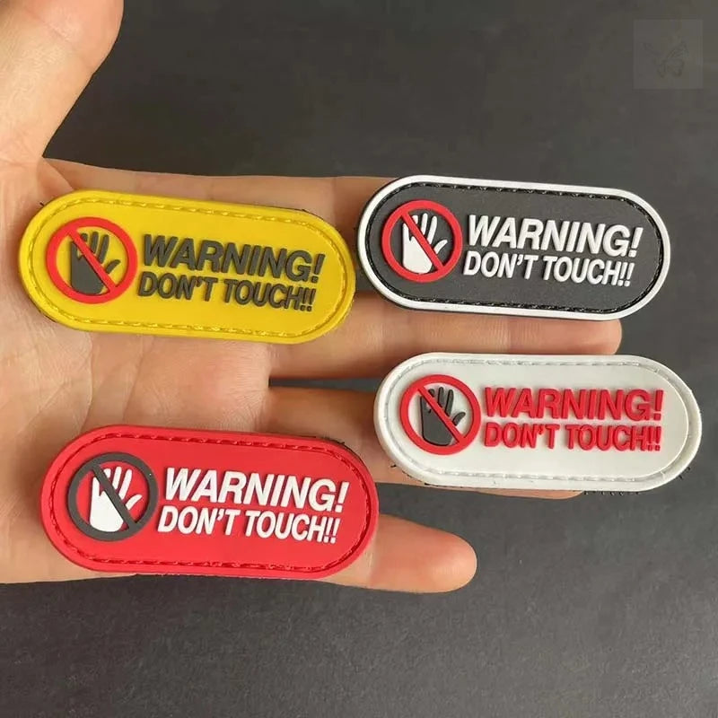 WARNING!DON'T TOUCH! PVC Applique Emblem Glow in Dark,Tactical Patch with Hook,Luminous sticker Morale Badge For Helmet,Backpack