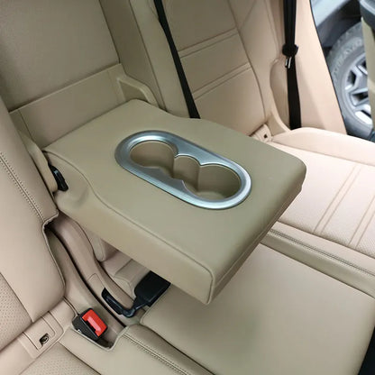 For Porsche Cayenne 2018-2023 ABS Carbon Fiber/Silver Car Rear Seat Water Cup Holder Cover Trim  Stickers Car Accessories