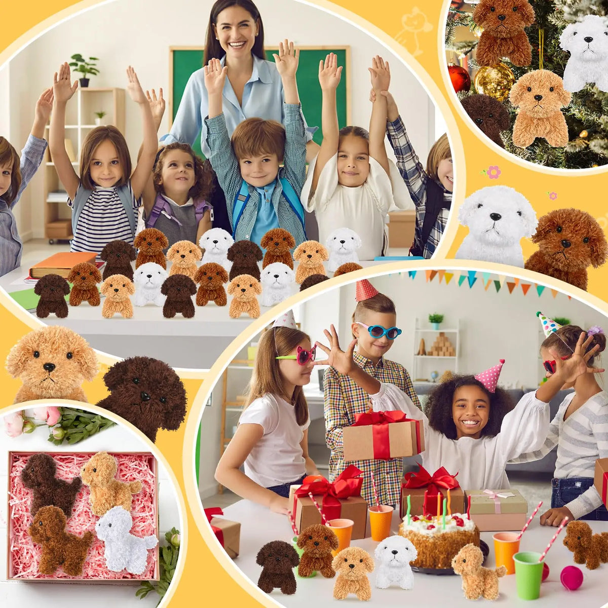 Teddy Dog Plush Toys 4.72 Inch Stuffed Puppy Dogs Mini Plush Dogs for Adopt a Puppy Party Favors Christmas Baby Shower Birthday