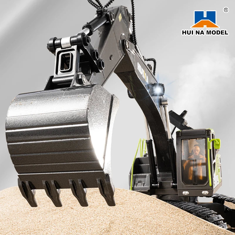 Huina 1661 339D 13-channel R/C Excavator 1/18 Remote Controlled Car Alloy Bucket Digging Smoking Truck Vehicles Model For Gifts