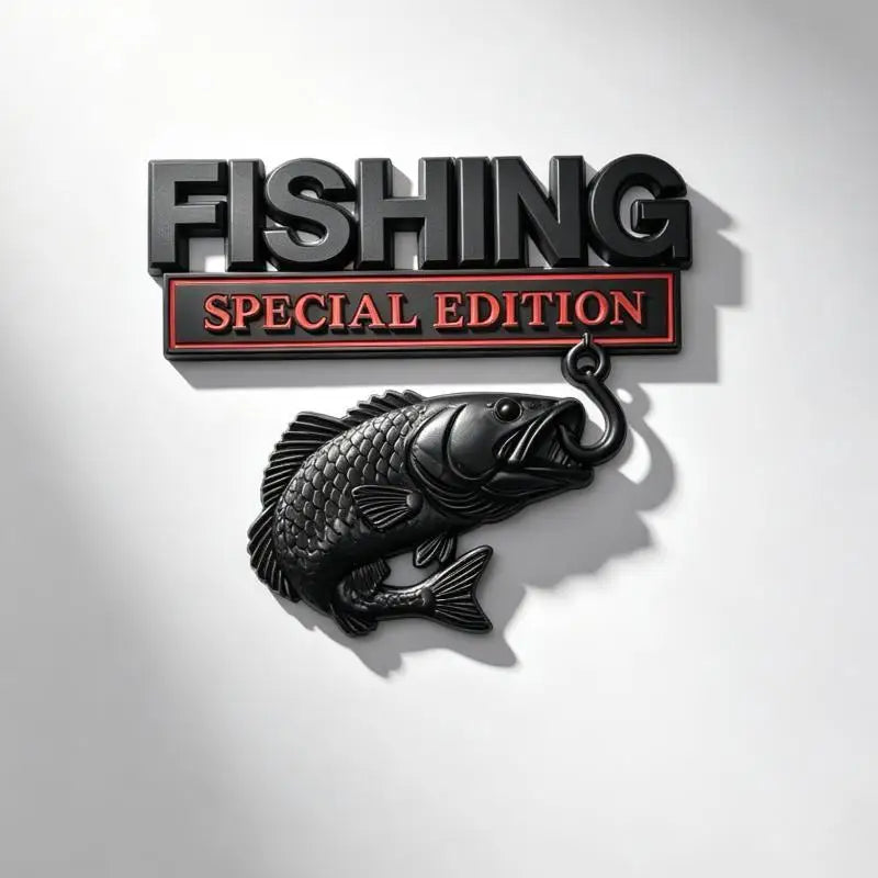 Fishing Car Sticker Metal Fishhook Badge Special Edition Waterproof Decal for Auto Truck SUV Fishing Enthusiasts