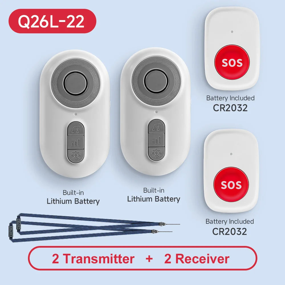 Caregiver Pager Wireless Nurse Call Buttons for Elderly Monitoring SOS Alert System Portable Alarm Call Bell for Nursing Home