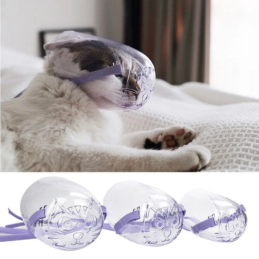 Cat Grooming Kitten Pet Mouth Cover Cat Recovery Anti-Bark Transparent Cat Mask Cat Muzzle Anti-Bite