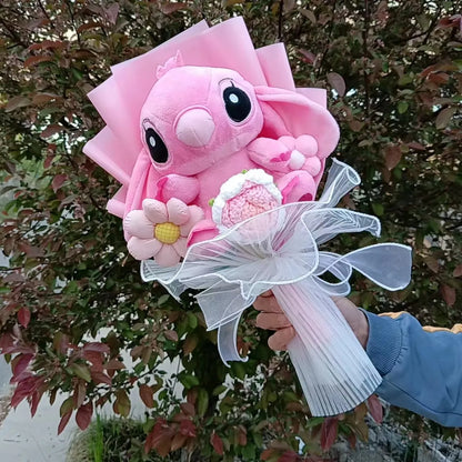 Cartoon Winnie the Pooh Pig Plush Bouquet Handmade Flower Bouquet Plush Doll Wedding Graduation Valentine Christmas Birthday Gif