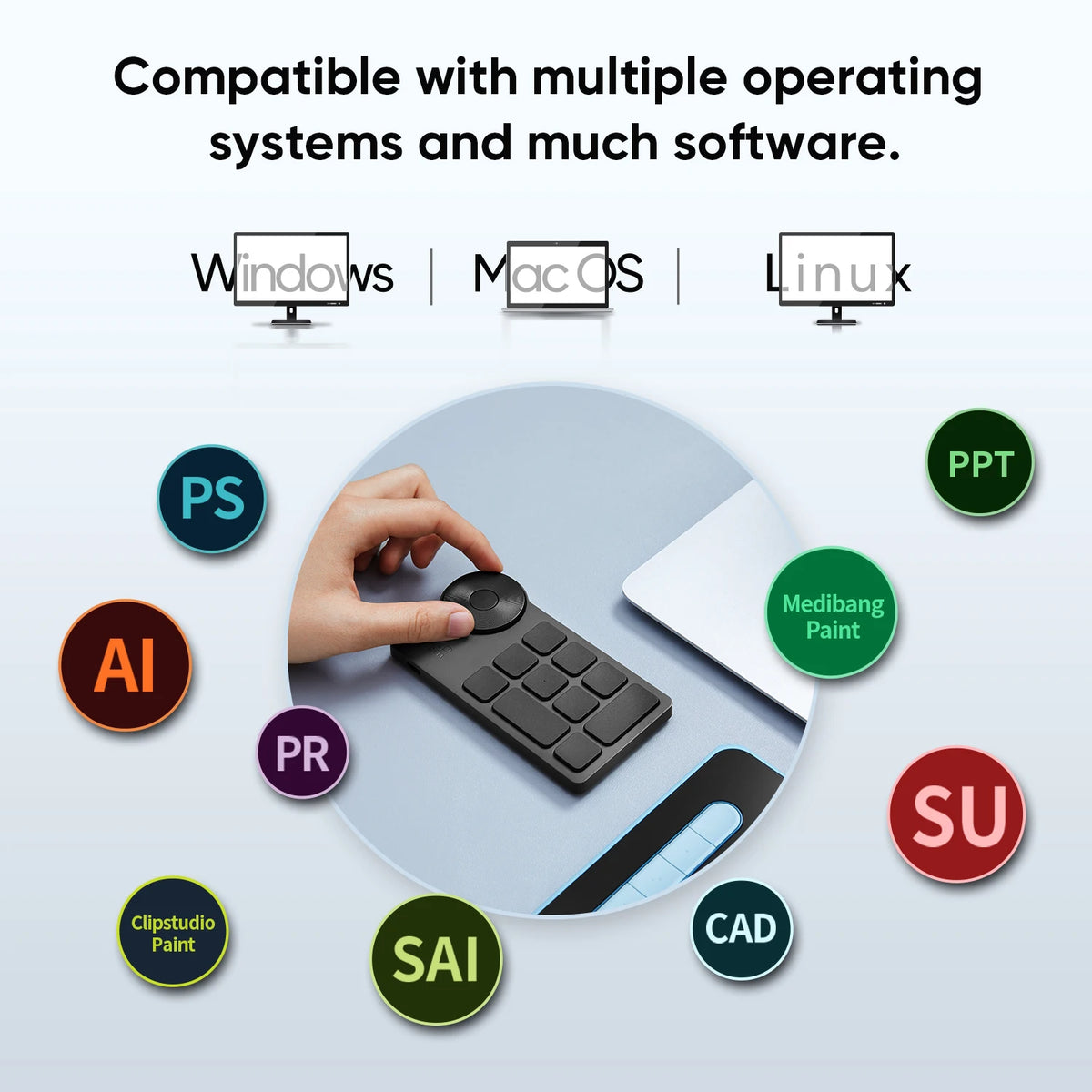 XPPen ACK05 Wireless Shortcut Remote 10 Customized Shortcut Keys Portable Bluetooth Keyboard for Windows Mac Drawing Tablet