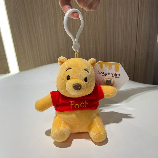 Genuine Disney Kawaii Winnie the Pooh Plush Doll Stitch Lotso Toy Story Cartoon Stuffed Anime Keychain Pendant Toys Kids Gift