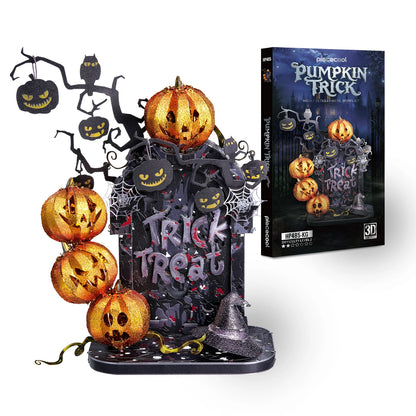 Piececool 3D Metal Model Kits Pumpkin Trick 3D Metal Puzzles for Halloween Decoration Building Blocks Best Gifts