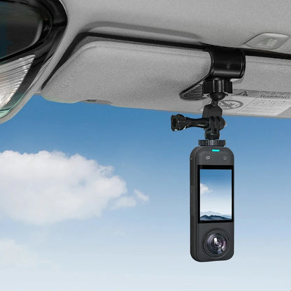 Sun Visor Camera Mount, Universal Car Clip for DJI Pocket, Insta360 X5 Ace Pro 2, GoPro Hero, Action 5 Pro Phone Holder
