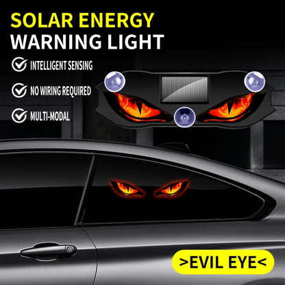 Solar Wireless Car LED Demon Eye Decorative Light Dynamic Eyes Windshield Rear Window Warning Atmosphere Lamp Auto Accessory