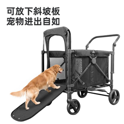 STLFMultifunctional with Detachable Canopy 4 Wheeled Dog and Cat Large Pet Stroller