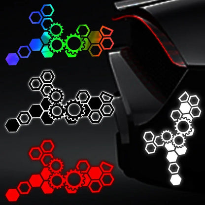 Reflective Honeycomb Hexagonal Car Sticker Motorcycle Electric Vehicle Modification Waterproof Honeycomb Gear Reflective Decal