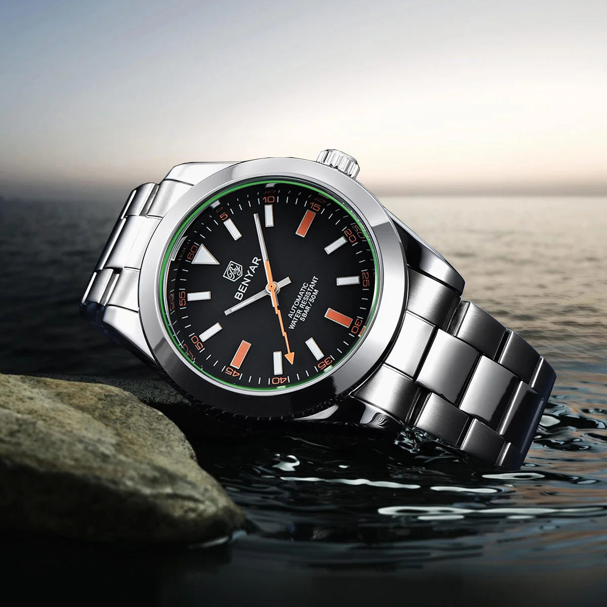 BENYAR 2026 New Mens Watches Top Brand Luxury Watch Men Automatic Mechanical Waterproof 50M Luminous Sports Wristwatch for Men