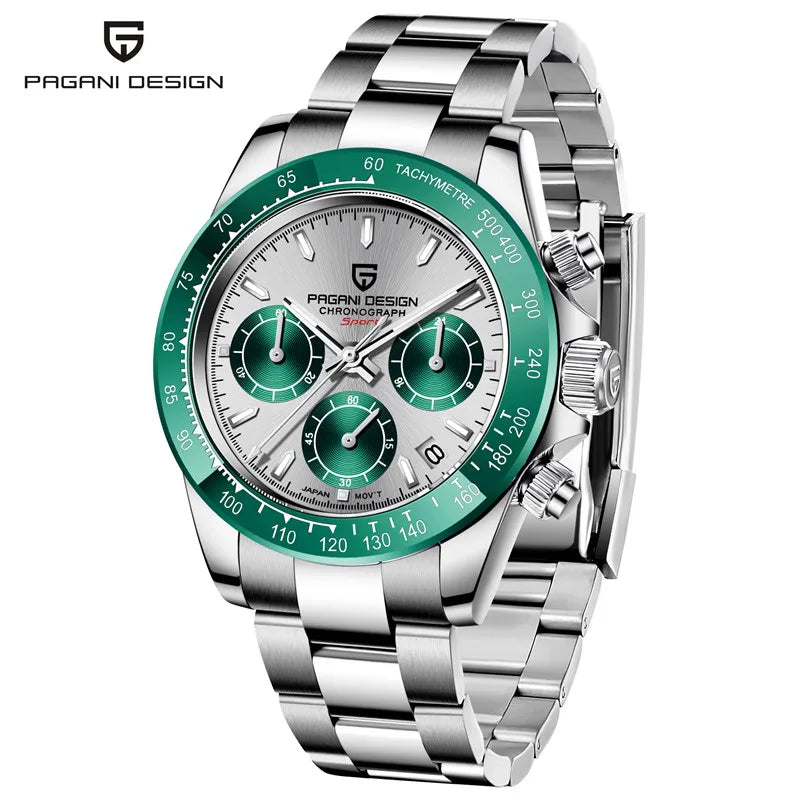 PAGANI DESIGN Luxury Chronograph Stop Watch for Men Sapphire MIYOTA VK63 Sport Waterproof Quartz Men's Wristwatches Reloj Hombre