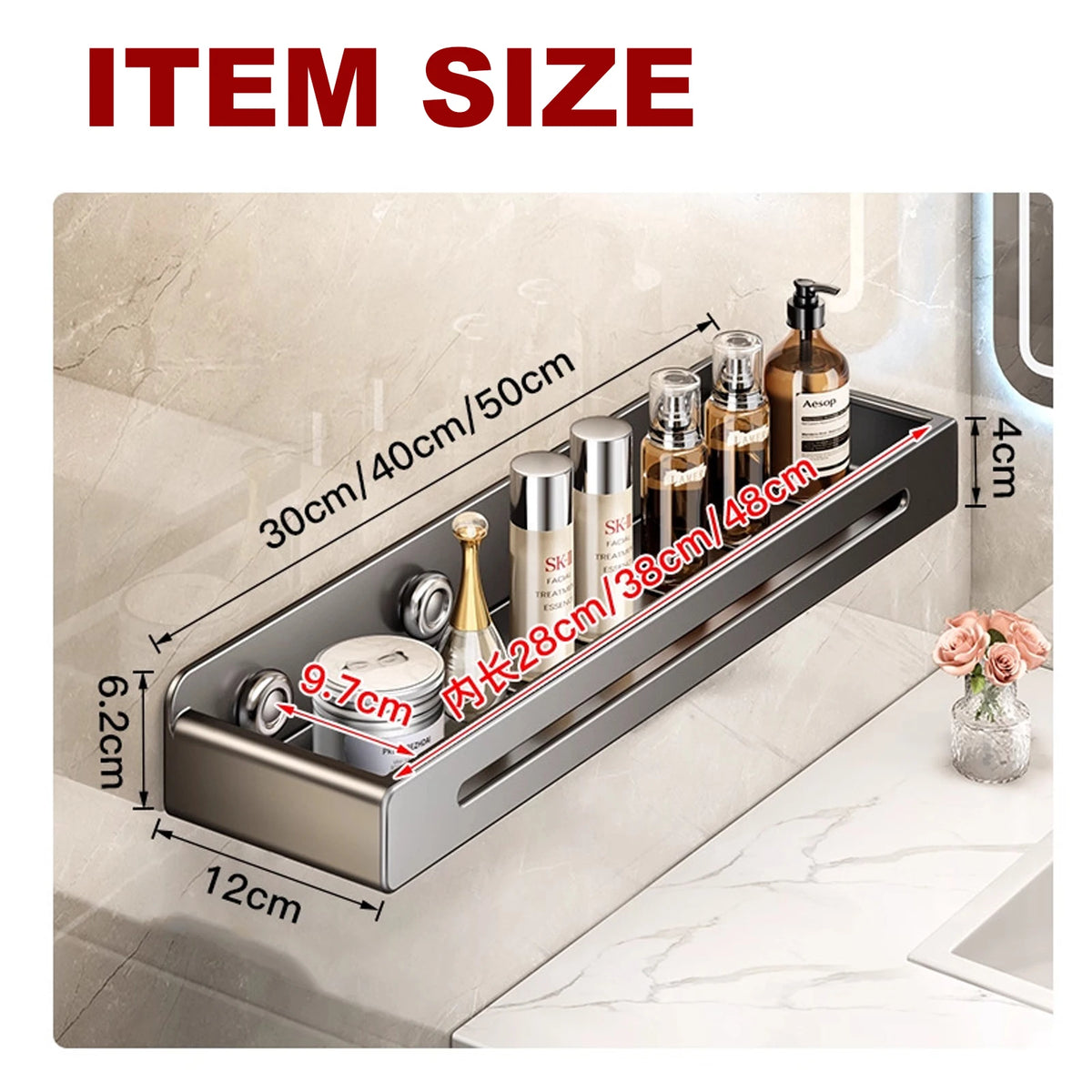 Bathroom Wall Shower Shampoo Rack No-punch Wall Mount Shower Storage Shelf Large Capacity Strong Load-bearing