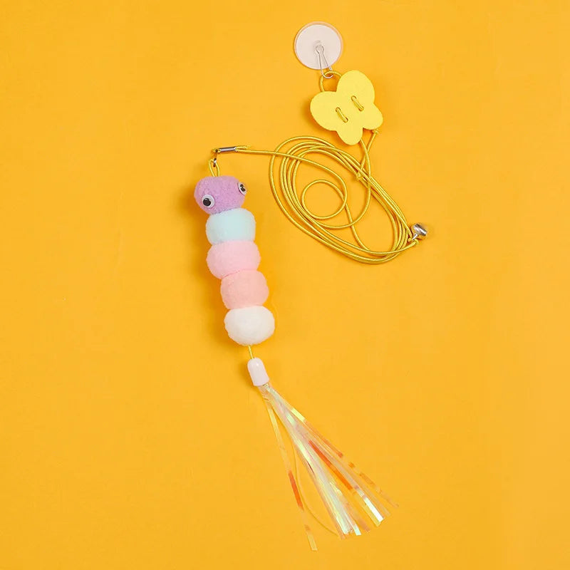 Cat Hanging Toy Independent Cat Teasing Elastic Rope Hanging Door Cat Teasing Stick Feather Teasing Cat Pet Teasing Cat Stick